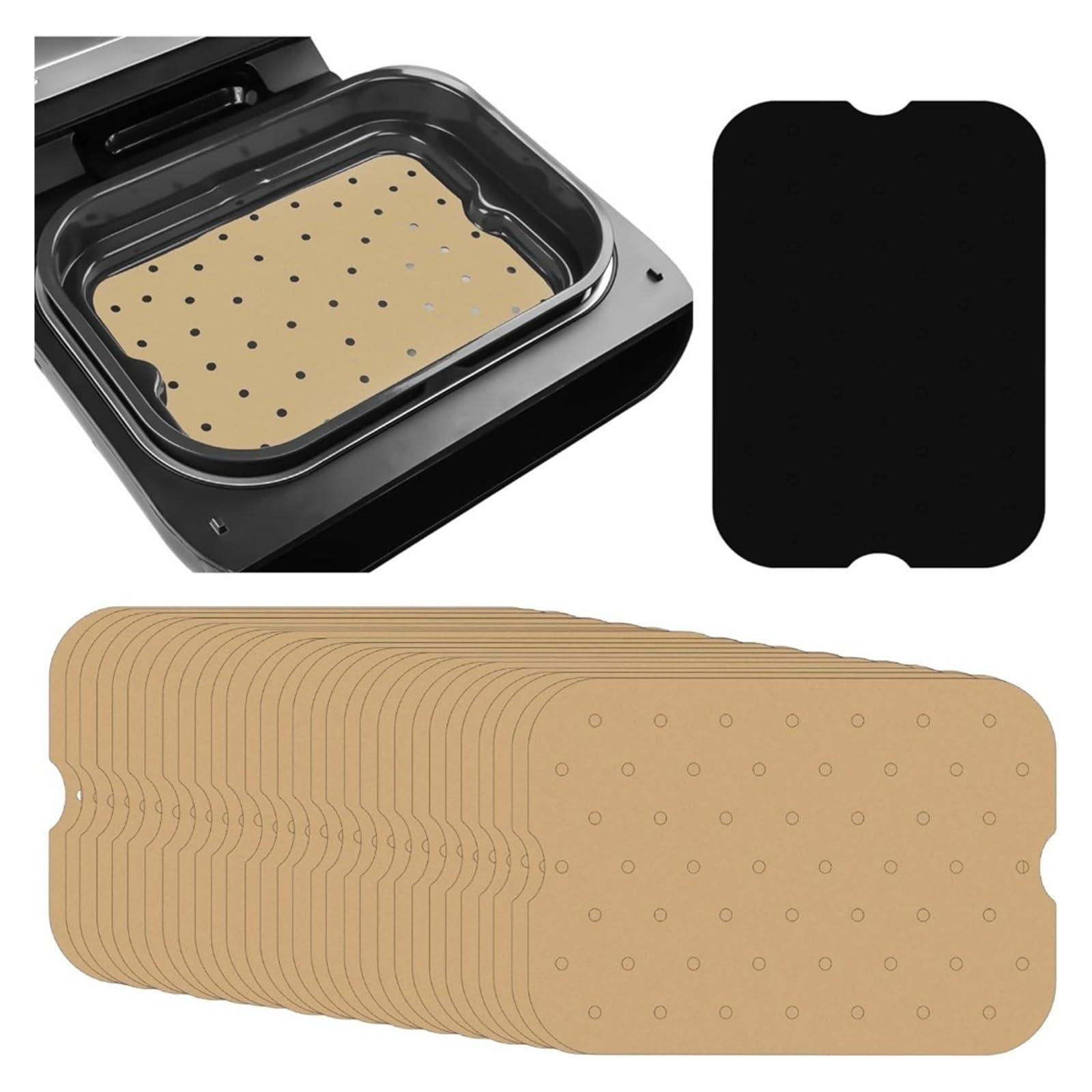 Friggitrice ad aria da 50 pezzi, comoda carta forno, strumenti di rivestimento perforati antiaderenti for l'assorbimento dell'olio