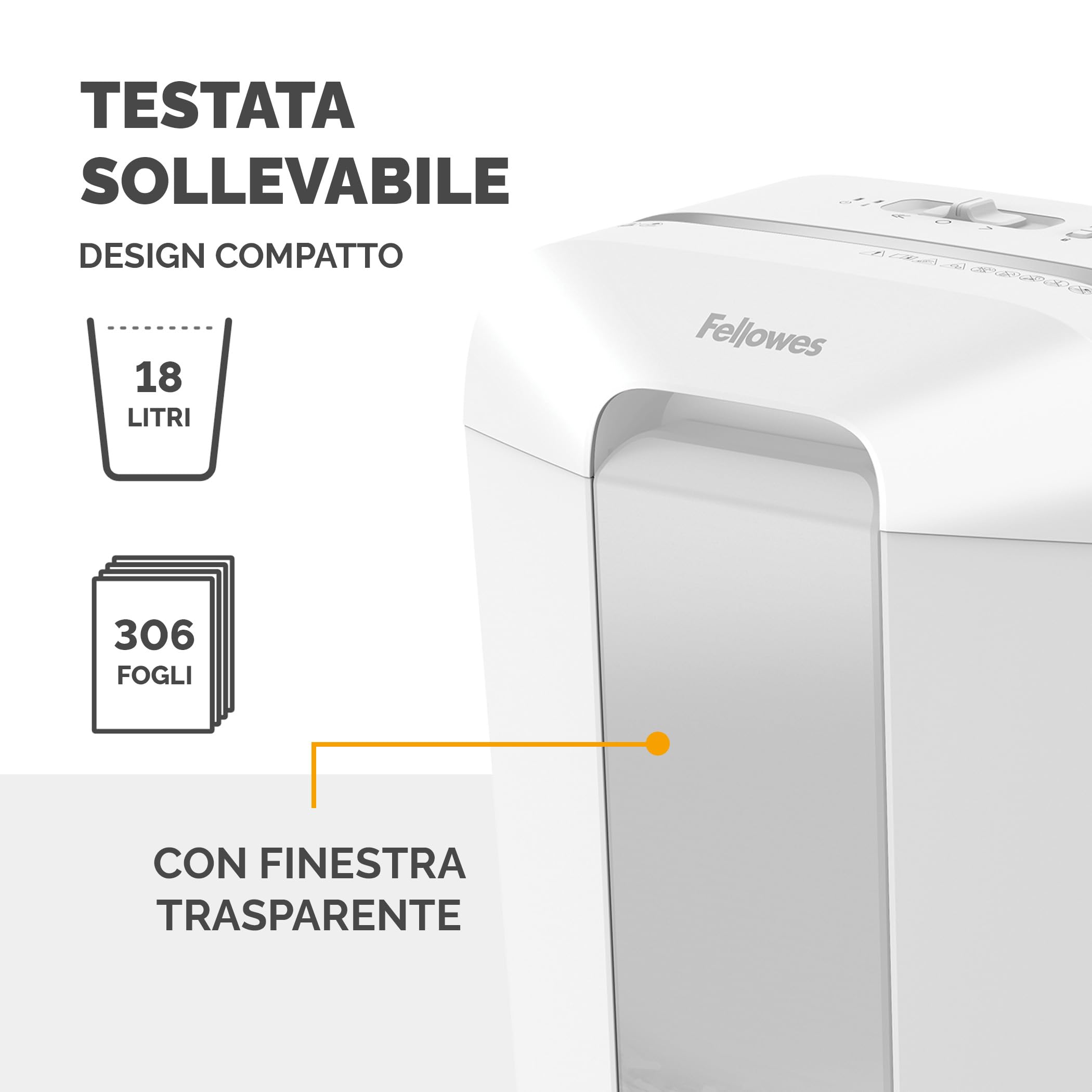 Fellowes distruggi documenti a frammento LX70, 11 fogli, per casa e piccolo ufficio, uso personale, cestino da 18 litri, distruggidocumenti con blocco di sicurezza, bianco