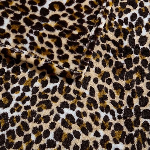 Image of Betsey Johnson - Plush Throw Blanket for Couch or Bed, Soft Reversible Western Fleece Throw, Cozy Printed Soft Blanket, Etched Leopard Brown, 50 inch x 70 inch