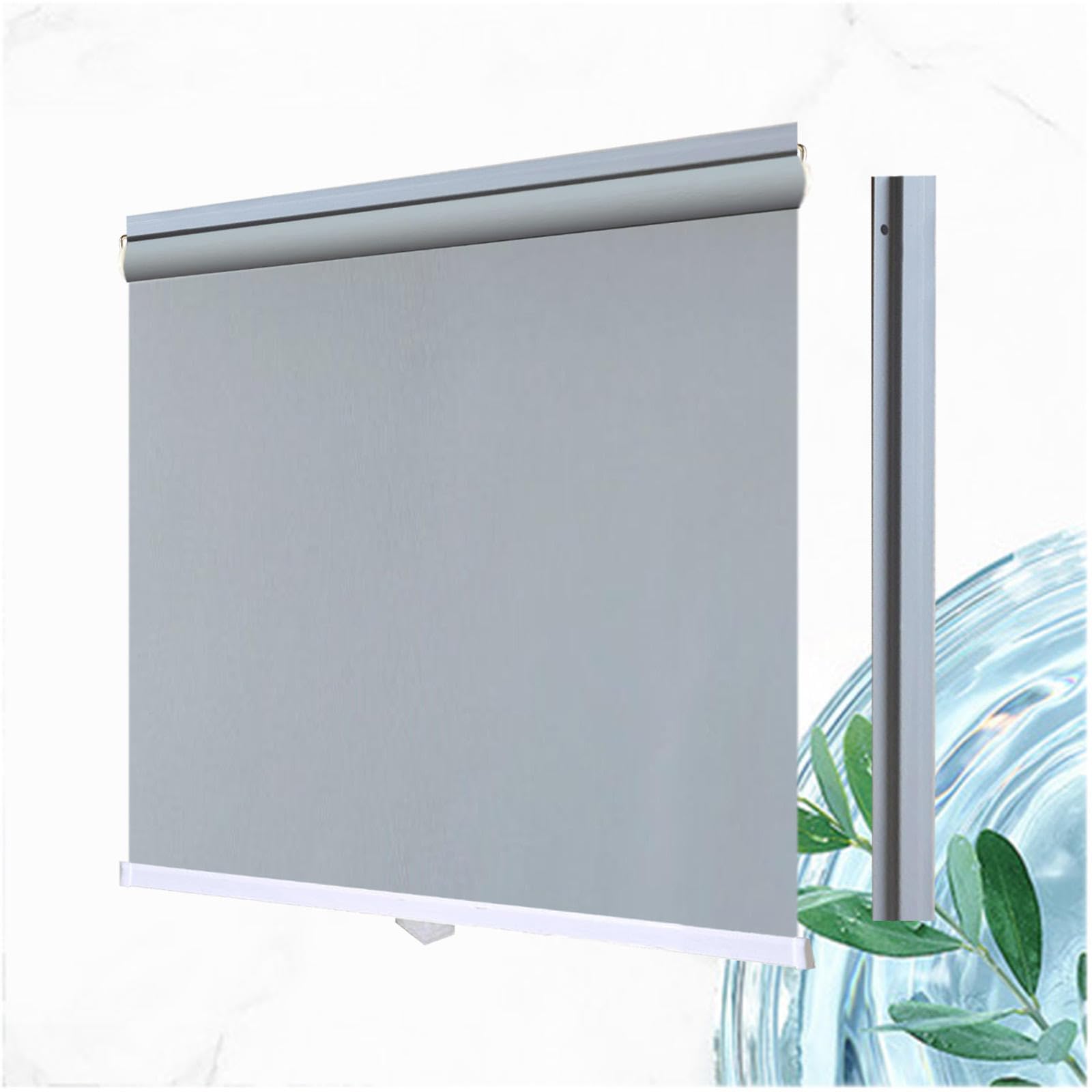 Cordless Blackout Roller Shades 50/75/90/115/130cm, Retractable Sunshade Roller Blinds, Blackout Curtains No Drilling, Temporary Thermal Blinds for Doors Windows,grey-65x160cm/26 * 63in