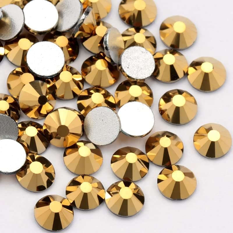 New Gold Hematite Non Hotfix Flatback Glue On Glass Rhinestones Gem Decorations for Clothes Decoration