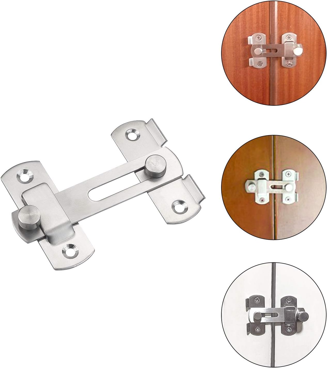 Stainless Steel Flip Latch Gate Latches Bar Latch Safety Door Lock for Pet Gate,Cabinet Furniture, Window,Brushed Finish (4 Pack)