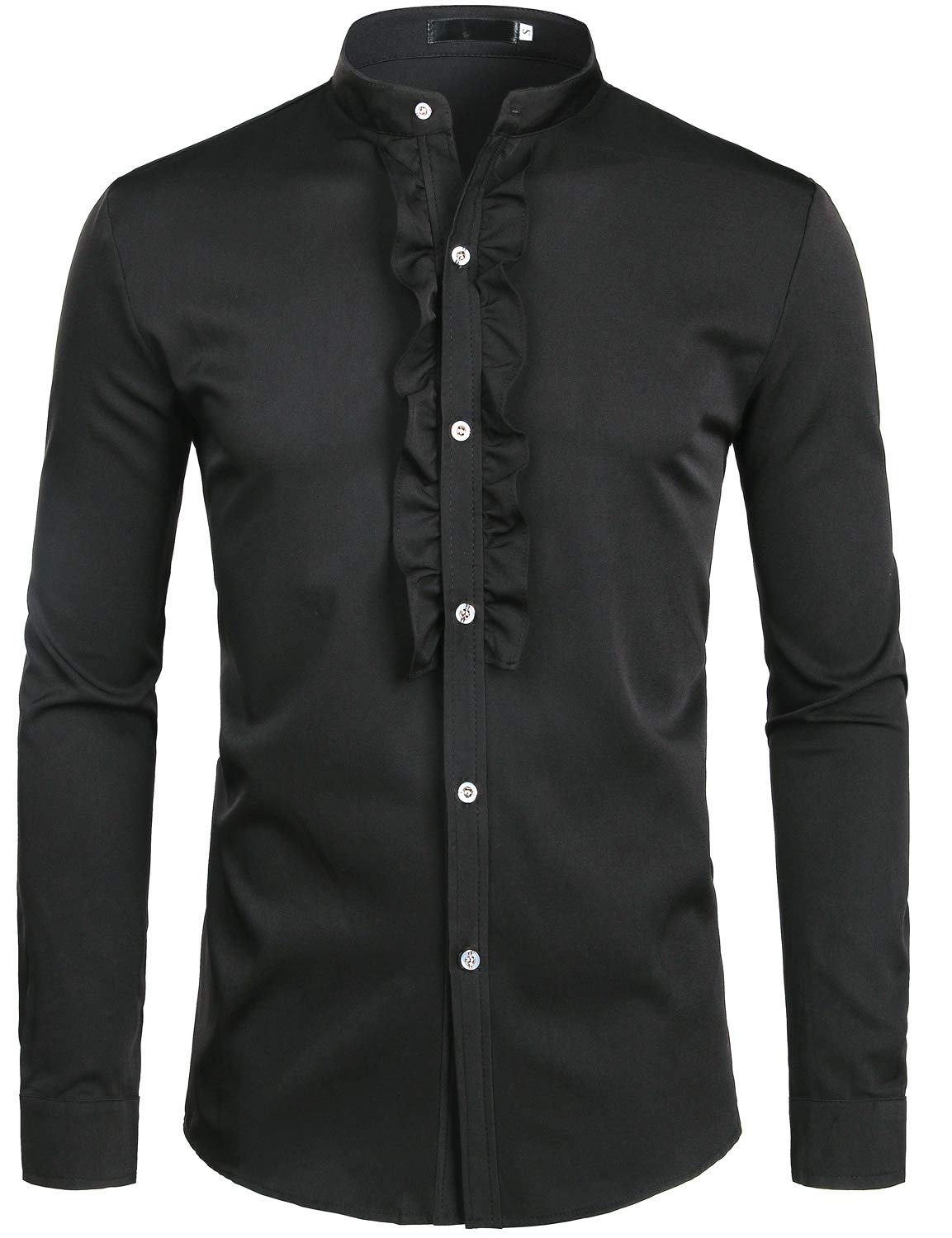 SASSAFRAS Mens Slim Fit Long Sleeve Tuxedo Dress Shirts/Prom Performing Shirts in neutral