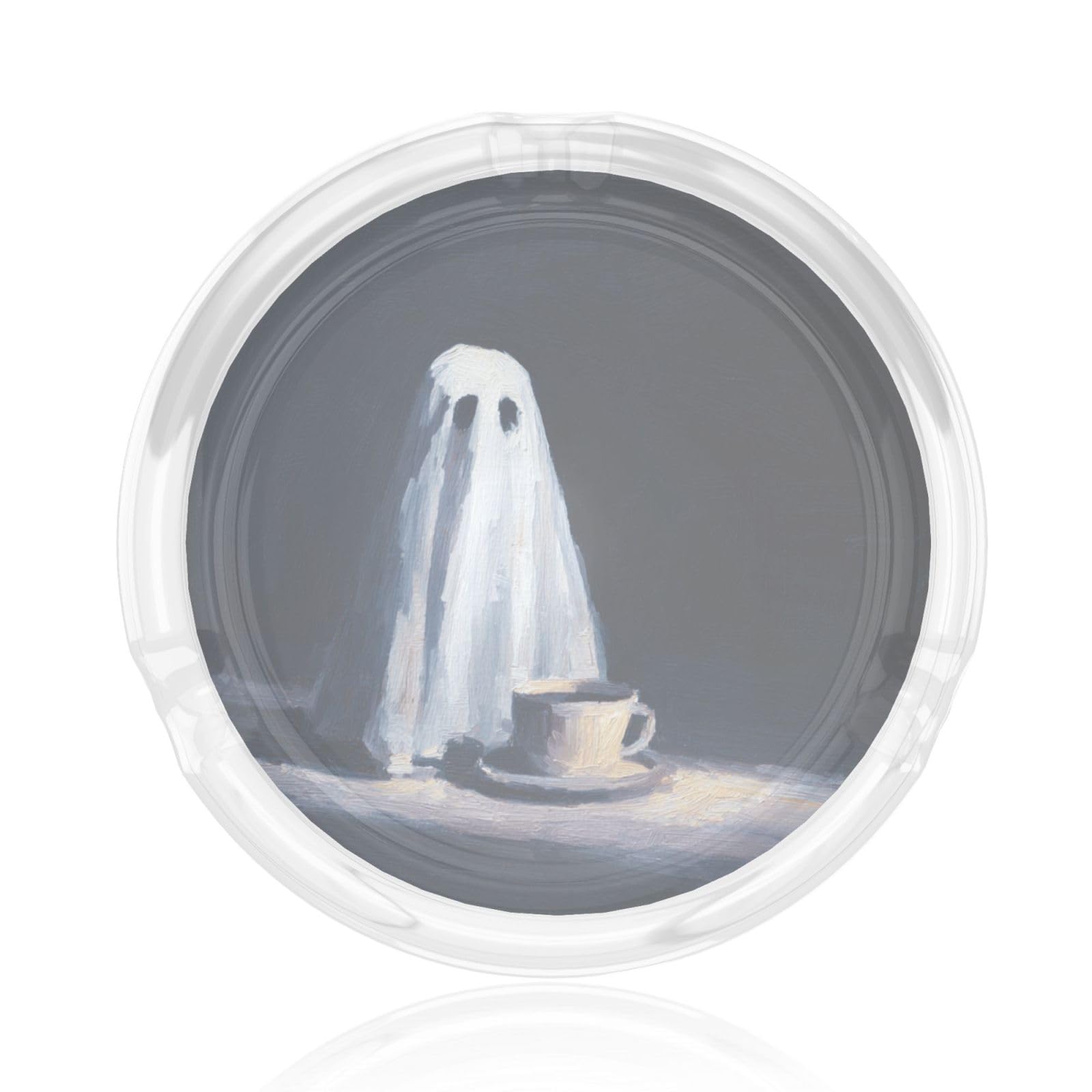 Ghost Sitting Beside Coffee Cup Glass Ashtray For Cigarettes Ash Trays Case For Home Office Decor