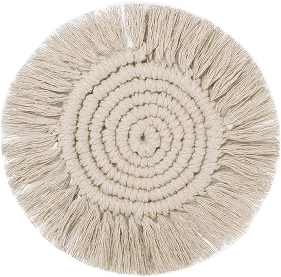 2Pcs Coasters For Drinks Boho Cute Macrame Absorbent Cup For Wooden Table Desk Home Decor
