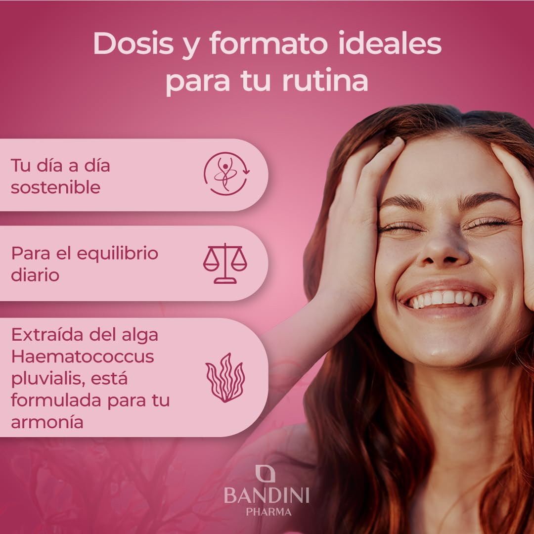 Bandini® Astaxantina pura 270 cápsulas | Oleorresina rica en astaxantina del microalga Haematococcus pluvialis | Potente Antioxidante Natural 8 Mg por dosis diaria | Sin OMG | Suministro para 9 meses