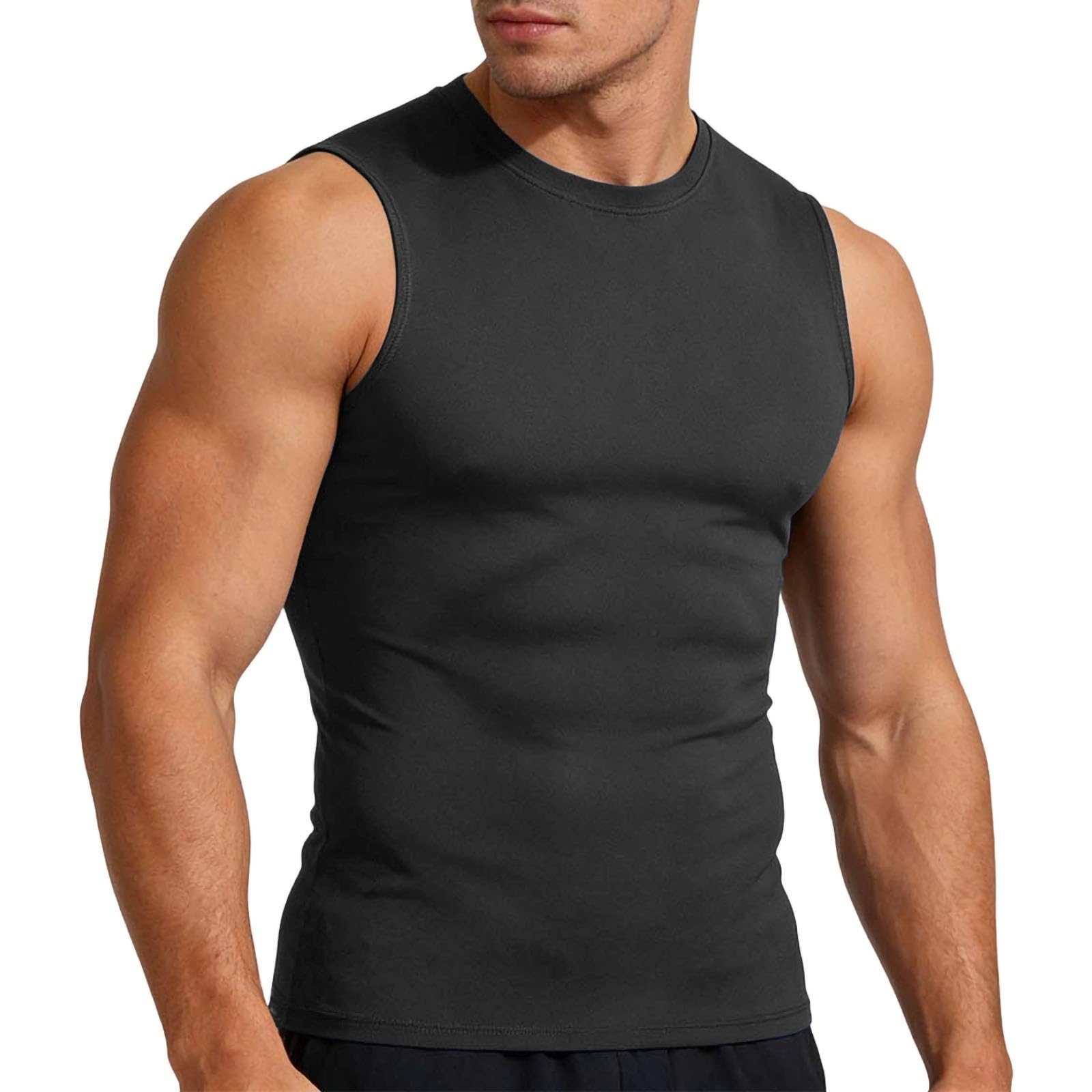 Mens Compression Shirt Slimming Body Shaper Vest Workout Tank Tops Abs Abdomen Tummy Control Undershirts