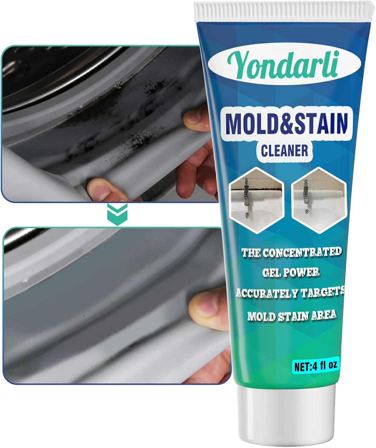 Yondarli Household Mold Remover Gel, Grout Cleaner for Washing Machine Strips, Refrigerator Strips, Tiles, Caulk, Grout Sealant Bathroom Home Kitchen Sinks Stain Cleaning