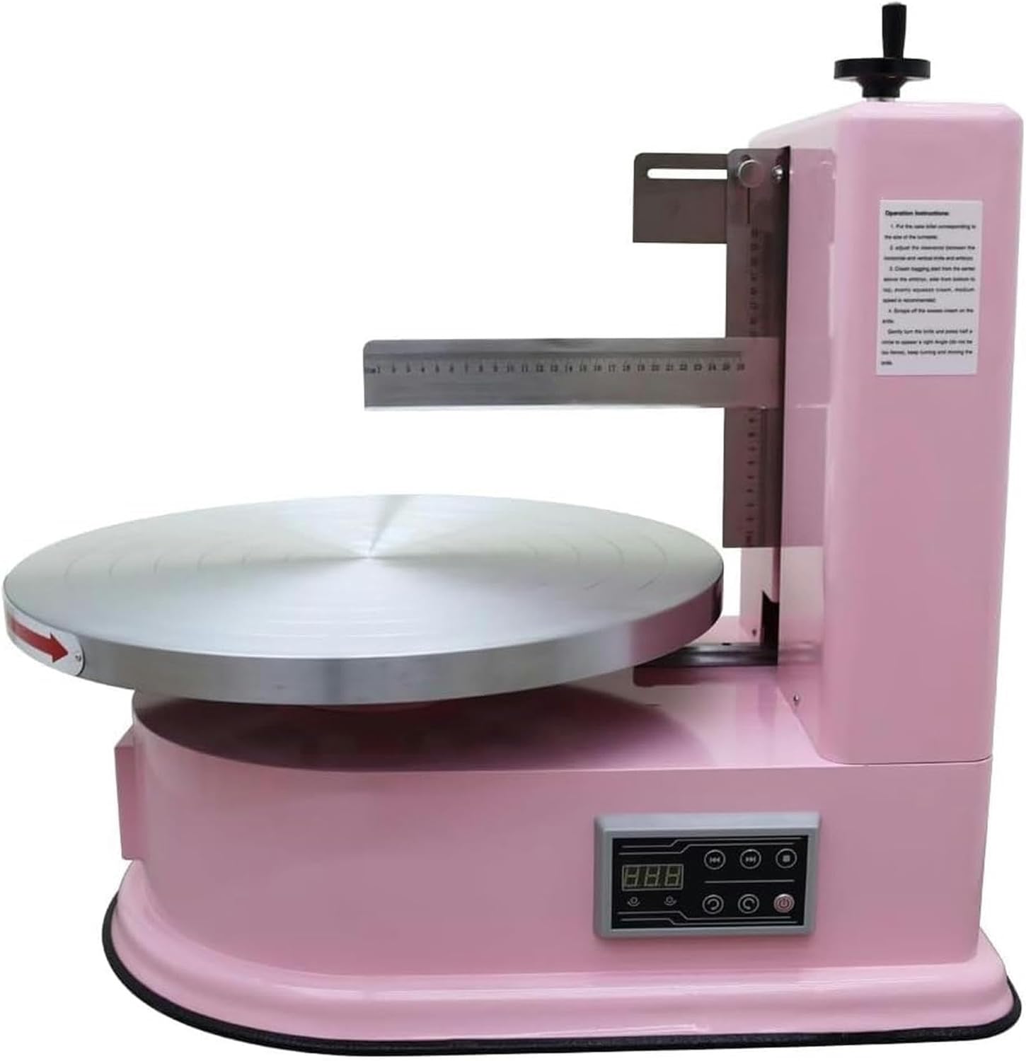 Electric Cake Decorating Machine Electric Cake Cream Spreading Machine Commercial Cake Decorating Coating Machine with Electronic Control Panel for 4-16 Inch Cake, 60W, Pink