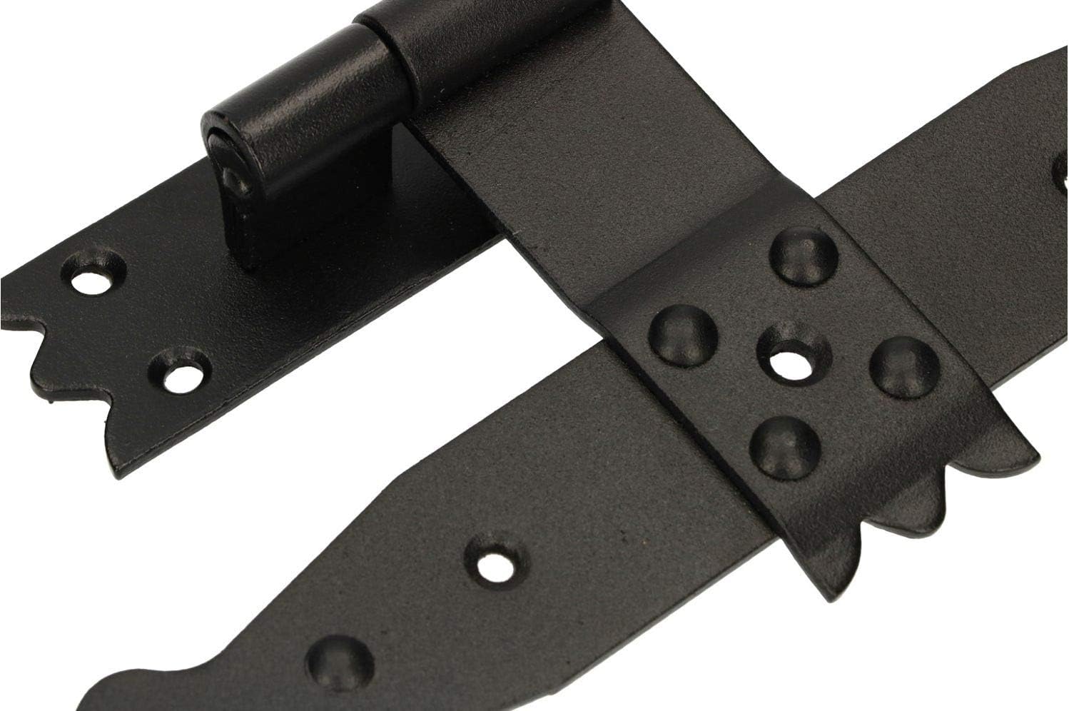 KOTARBAU Mittelkreuzband 236 mm mit Kloben Ladenmittelband Fensterband Faltladen Pulverbeschichtet Schwarz Scharniere Möbel Türen Verbindung Torband (Packung mit 6)