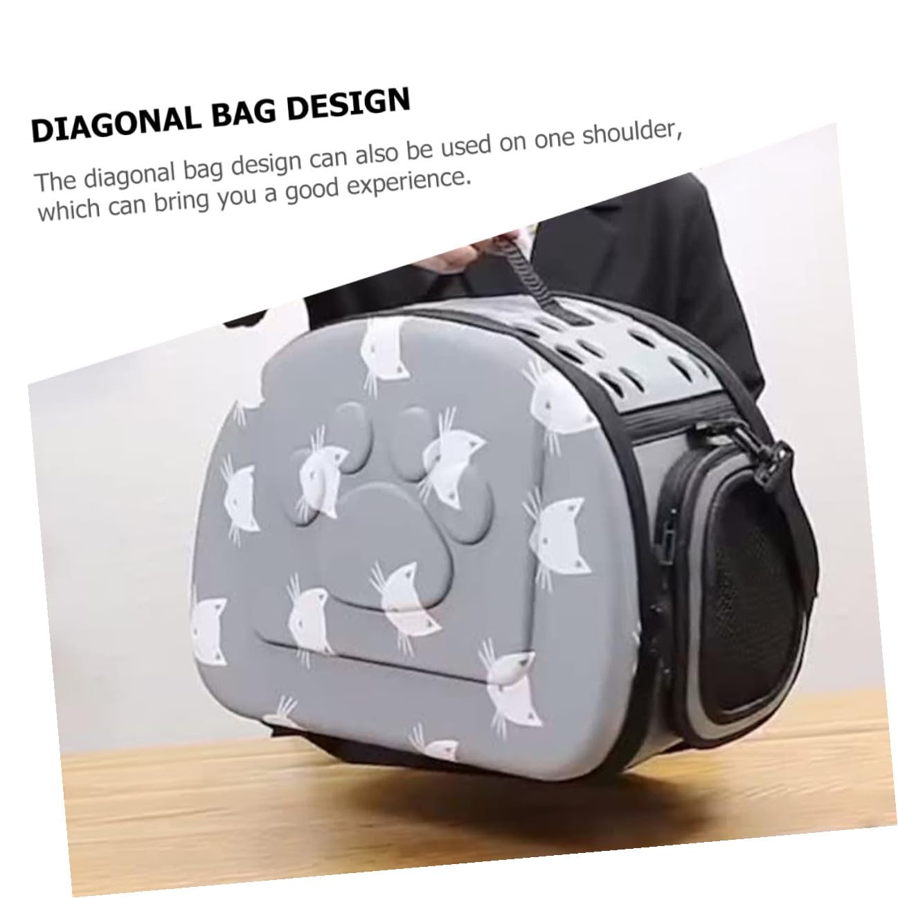Tragerucksack mit Ergonomischem Design aus Eva Atmungsaktiver Haustier und Diagonalen Tasche für Outdoor und Katzentransport
