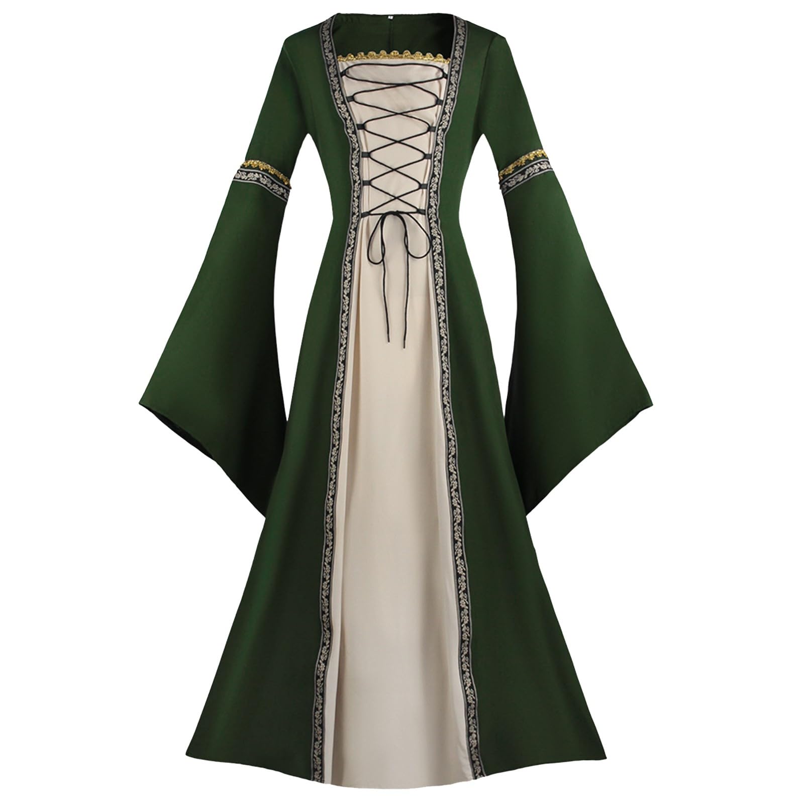 Surttan Disfraz Medieval Mujer Vestido medieval para mujer Mujer de Bruja Reina disfraz medieval medieval hasta el suelo Vestidos de Fiesta Mujer Gotico Palacio Halloween