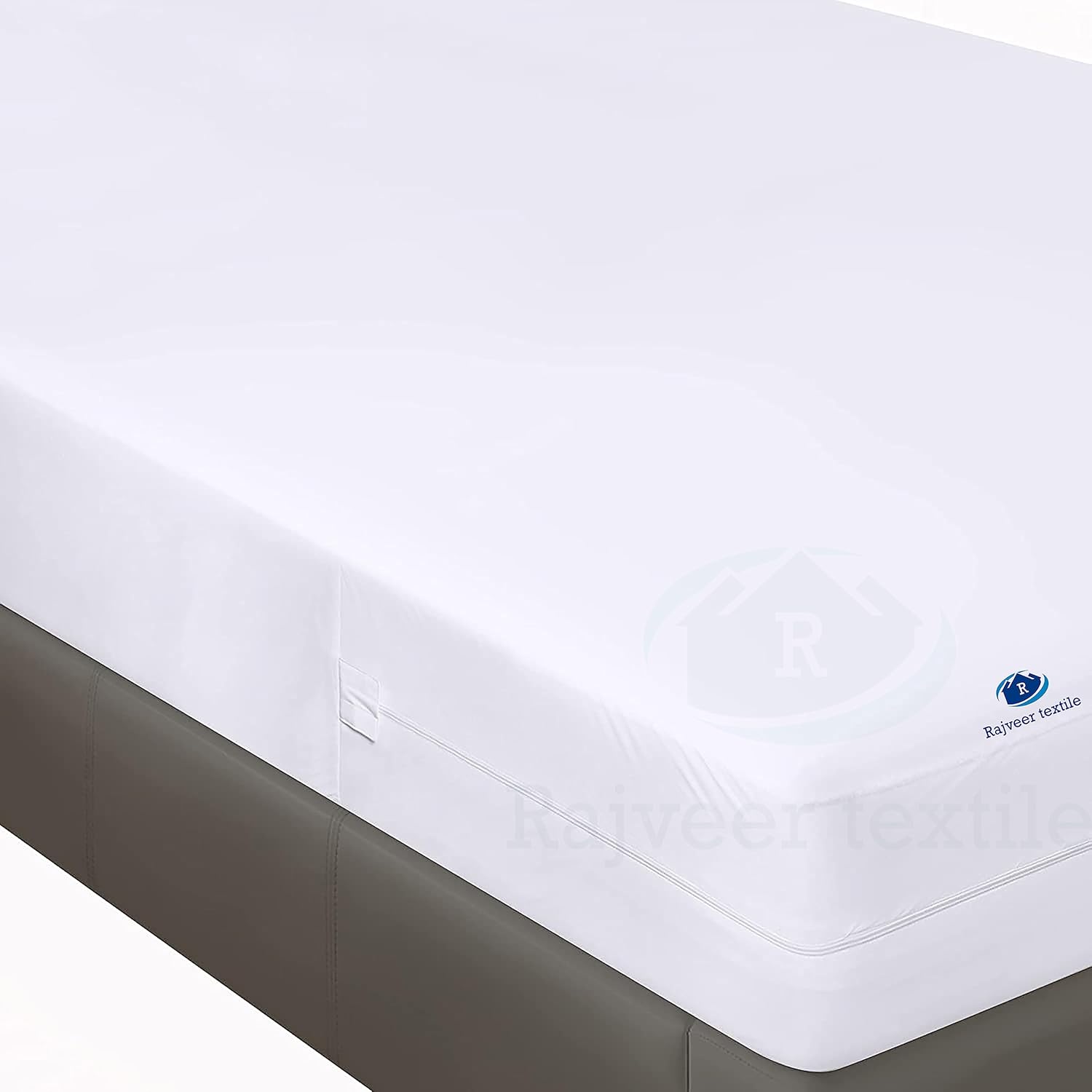 Twin-XL Size Zipper Fitted Sheet 8" Inch Deep Pocket - Hotel Quality Soft Microfiber Bottom Sheet- Shrinkage and Fade Resistant-Easy Care -1 Fitted Zipper Mattress Cover White Color