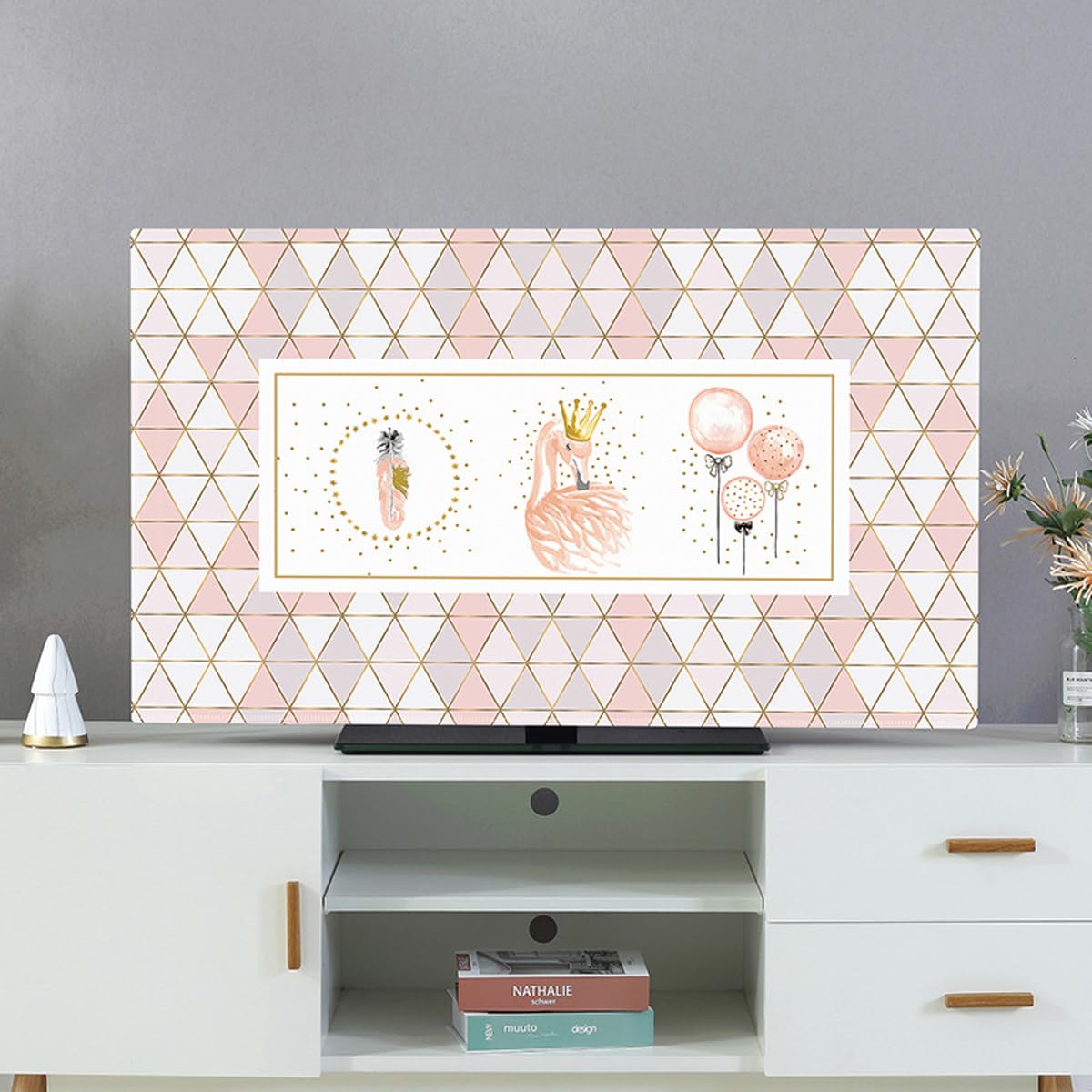 Television Computer Monitor Dustproof Cloth,Universal Cover Household Hanging Desktop Curved Screen Protective Film 360 °three-dimensional All-inclusive Design(Size:50-52in(121x76cm),Color:C)