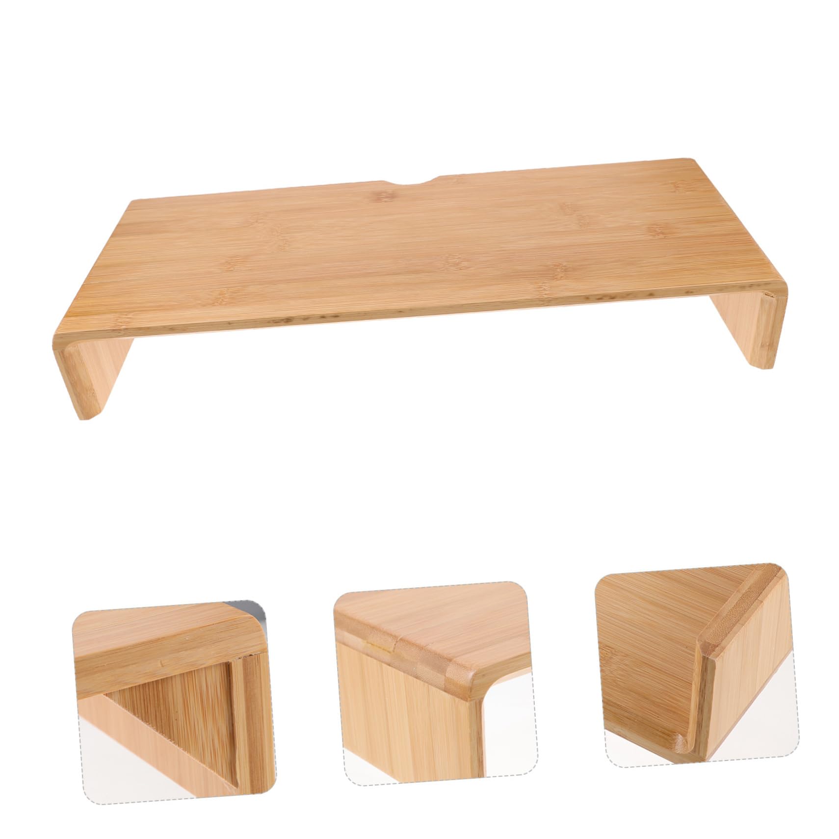 jojofuny Supporto per Monitor in bambù Beige Rialzo Ergonomico per Postura Confortevole e Benessere Visivo, Semplice e Rustico per Casa e Ufficio