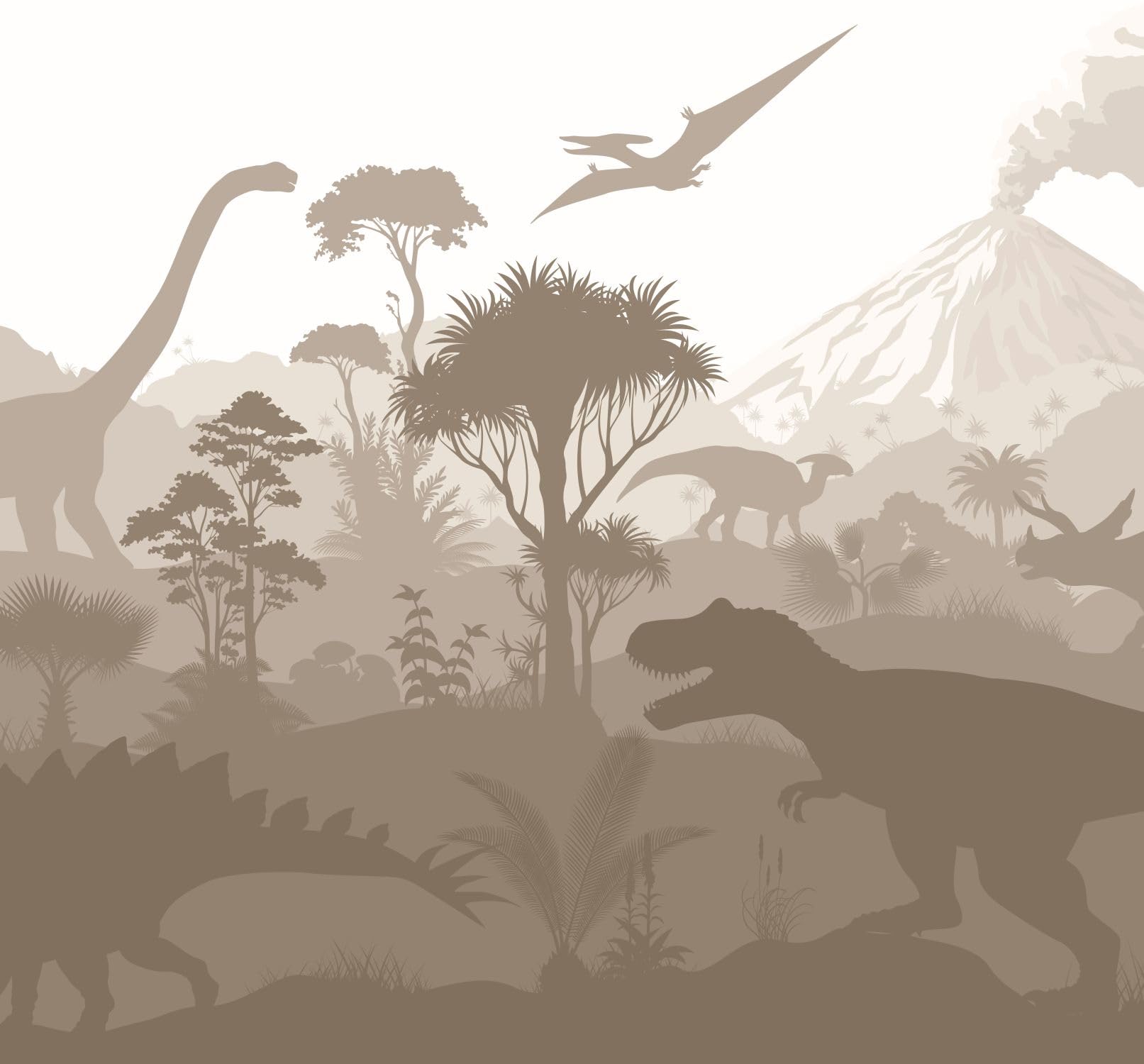 ESTAhome fototapeta dinozaury brązowym 300 x 279 cm