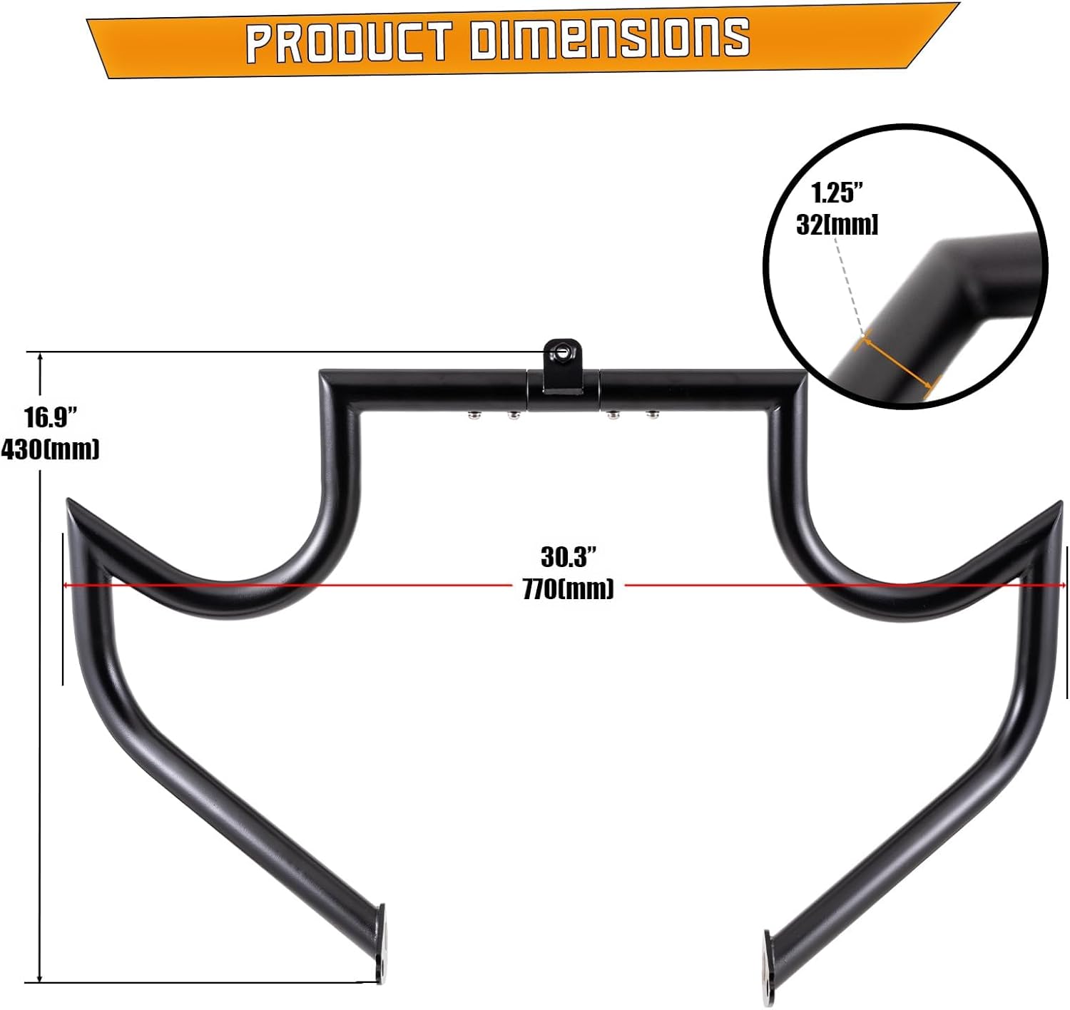 Crash Bar Engine Guard Highway Bar for Harley Davidson Touring Road King Street Glide Electra Glide CVO and Trike Models 97-08 (Black-Update)