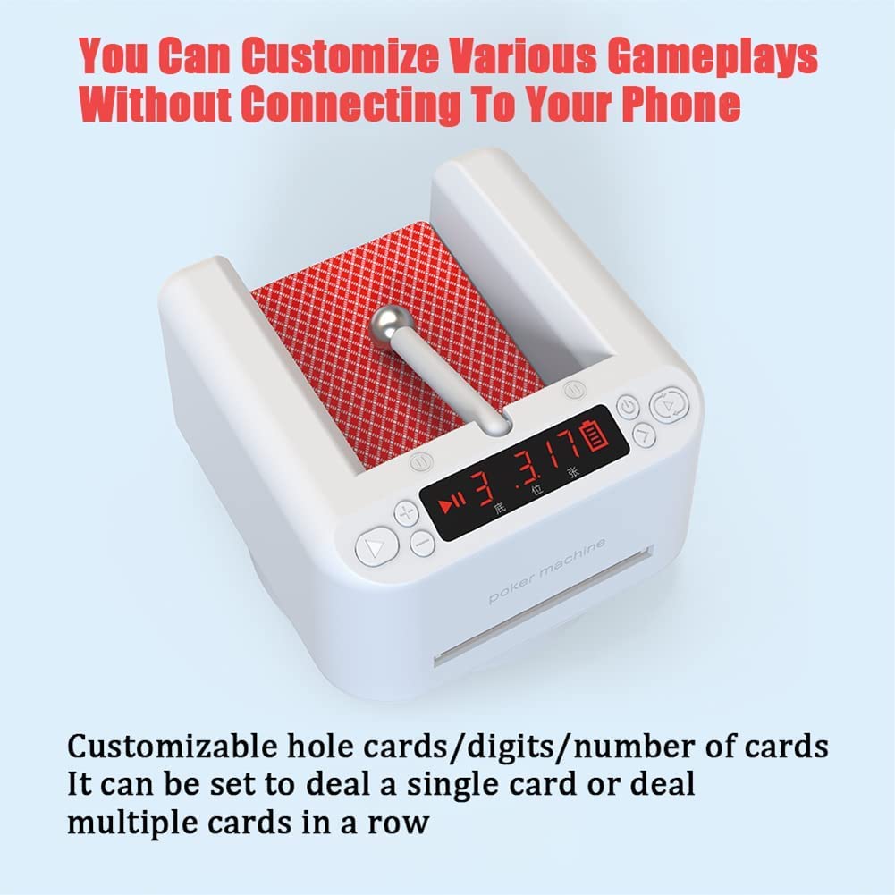 Machine à Mélanger Et Distribuer Les Cartes – Électrique, 180°/360°, 2 Jeux De 108 Cartes, Rechargeable 2500 MAh, Pour 8 Joueurs (Blanc)