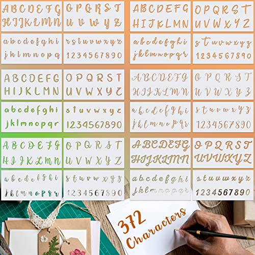 24 Pieces Calligraphy Stencil Letters Alphabet Number Stencils for Crafts DIY Chalkboard Stencils Cake Letter Stencils for DIY Wood Crafts Cakes Cookies Christmas Decorating Supplies