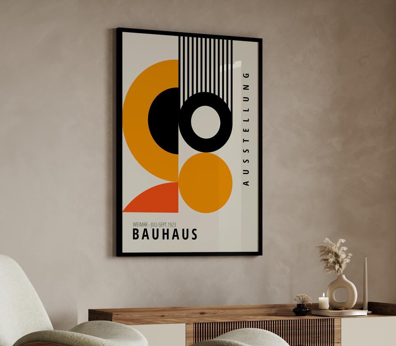 ARTINSPIRIO Poster Impression d'art Bauhaus - Orange (sans cadre) - 50 x 70 cm - Poster de qualité supérieure