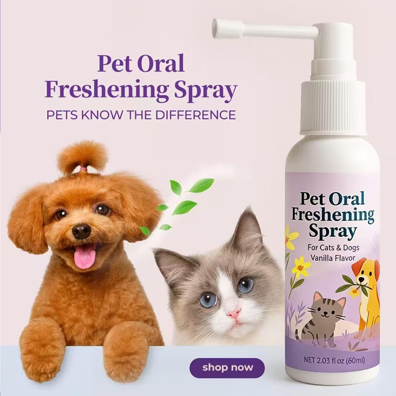 Pet Oral Care Spray, Vanilla Flavor, Natural Breath Freshener for Dogs & Cats, Gentle Formula for Bad Breath, Teeth & Gum Support, No Brushing Needed, Safe Daily Pet Hygiene image 5