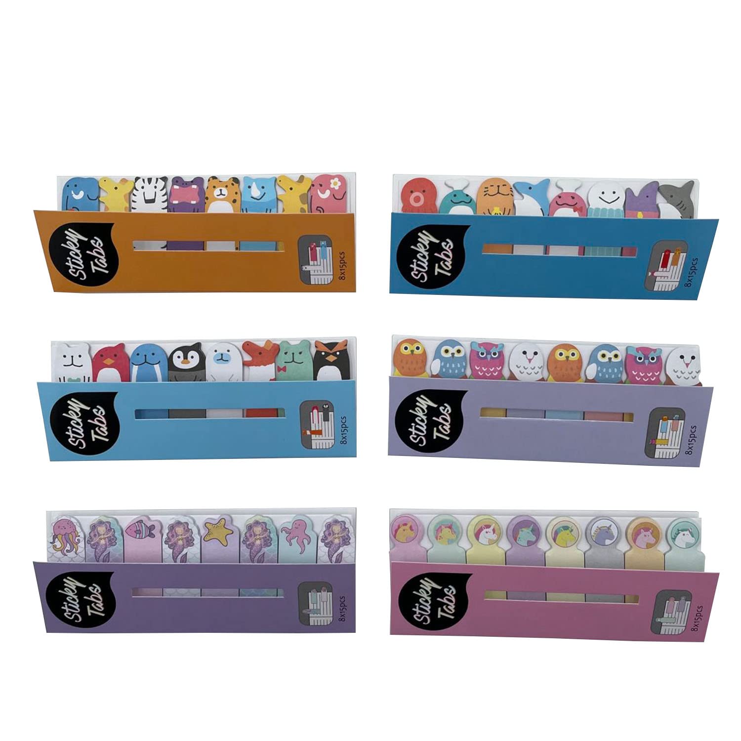 Nicepaper - Cute Mini Lovely Bookmark Sticky Notes, Marine and Jungle Animal Design, Memo Pad,720Pages Colorful Darling Animal Group Marker Tabs,