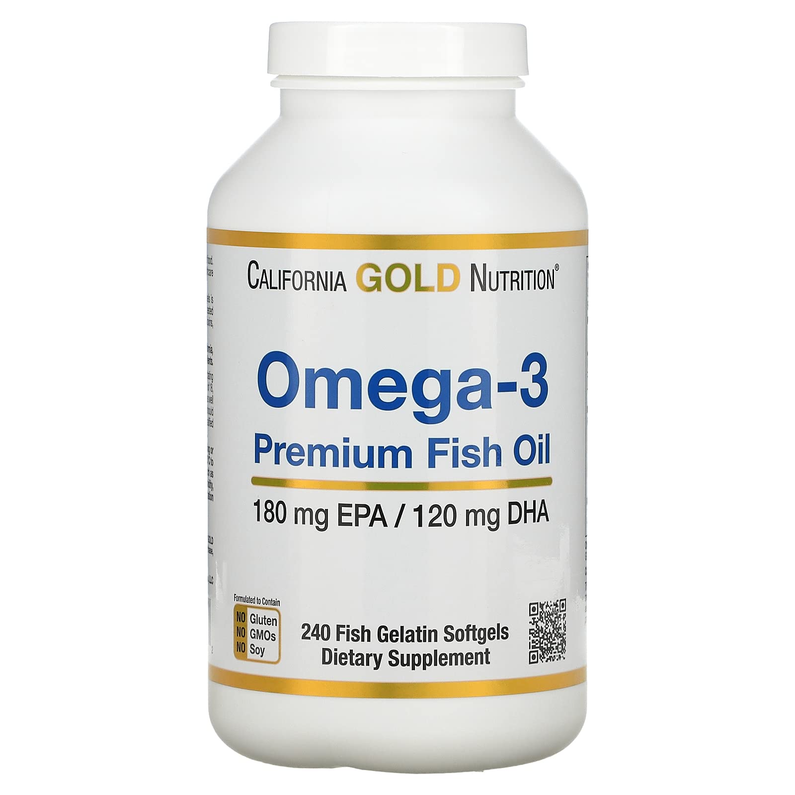 Premium Fish Oil, Omega3, 180 mg EPA, 120 mg DHA, Concentrated