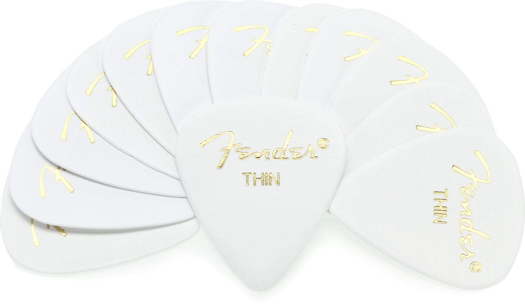 Classic Celluloid Guitar Picks 351 Shape, Guitar Accessories, White, Thin, 12-Pack
