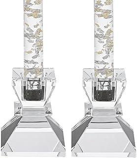 Badash Saturn Crystal Candlestick Holders - Set of 2 Tapered Candle Holders - Beautiful Handcrafted Crystal Accents Perfect for Modern or Traditional Decor