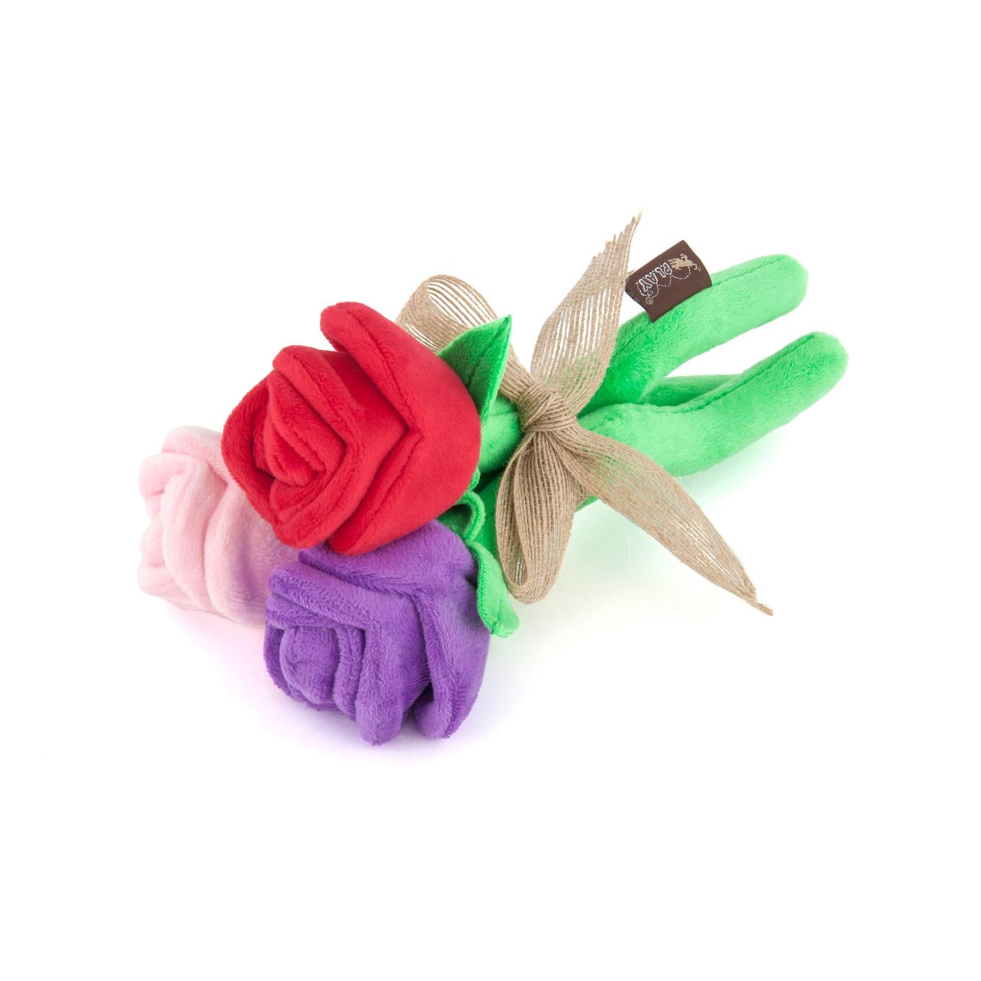 P.L.A.Y. Rover’s Rose Bouquet Plush Dog Toy – Soft Durable Valentine’s Day Gift for Dogs, Eco-Friendly Recycled Fill, Machine Washable, Squeaky Rose Toy, Double-Layer Stitching, Safe & Fun