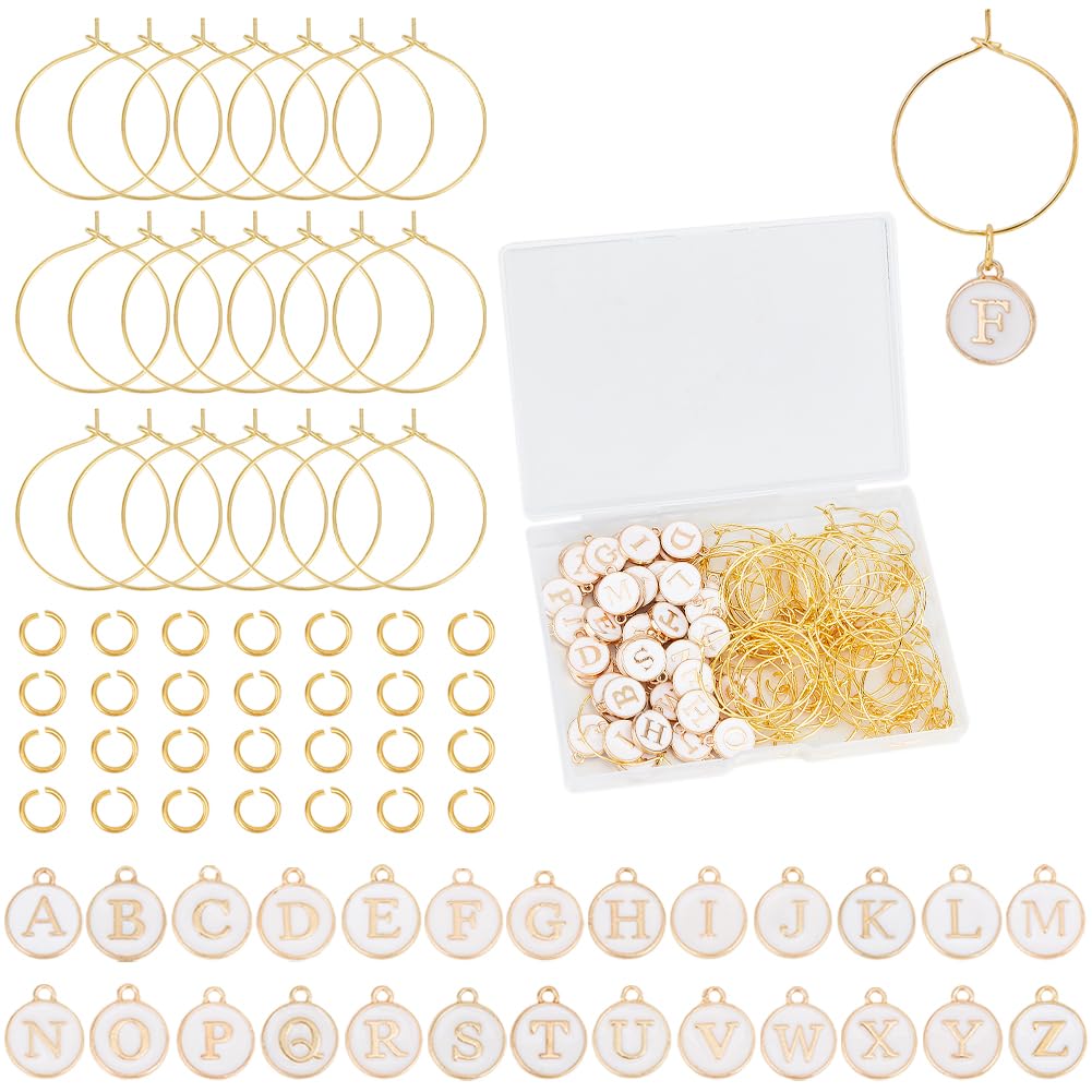 SUNNYCLUE 1 Box 2 Sets Emaille Weißwein Anhänger Getränkeanhänger Mit Großbuchstaben Legierung Stielglas A Z Alphabet Getränkemarker Anhänger Kennung Für Treffen Hochzeit Feiertagsgeschenk Partygesche