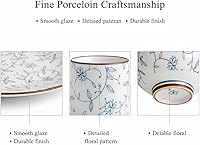 Vista 7 de Juego de platos de cerámica de 87 pulgadas + cuenco de 4.5 pulgadas + taza de 2.6 in. Juego de vajilla con patrón floral azul para cocina, comedor