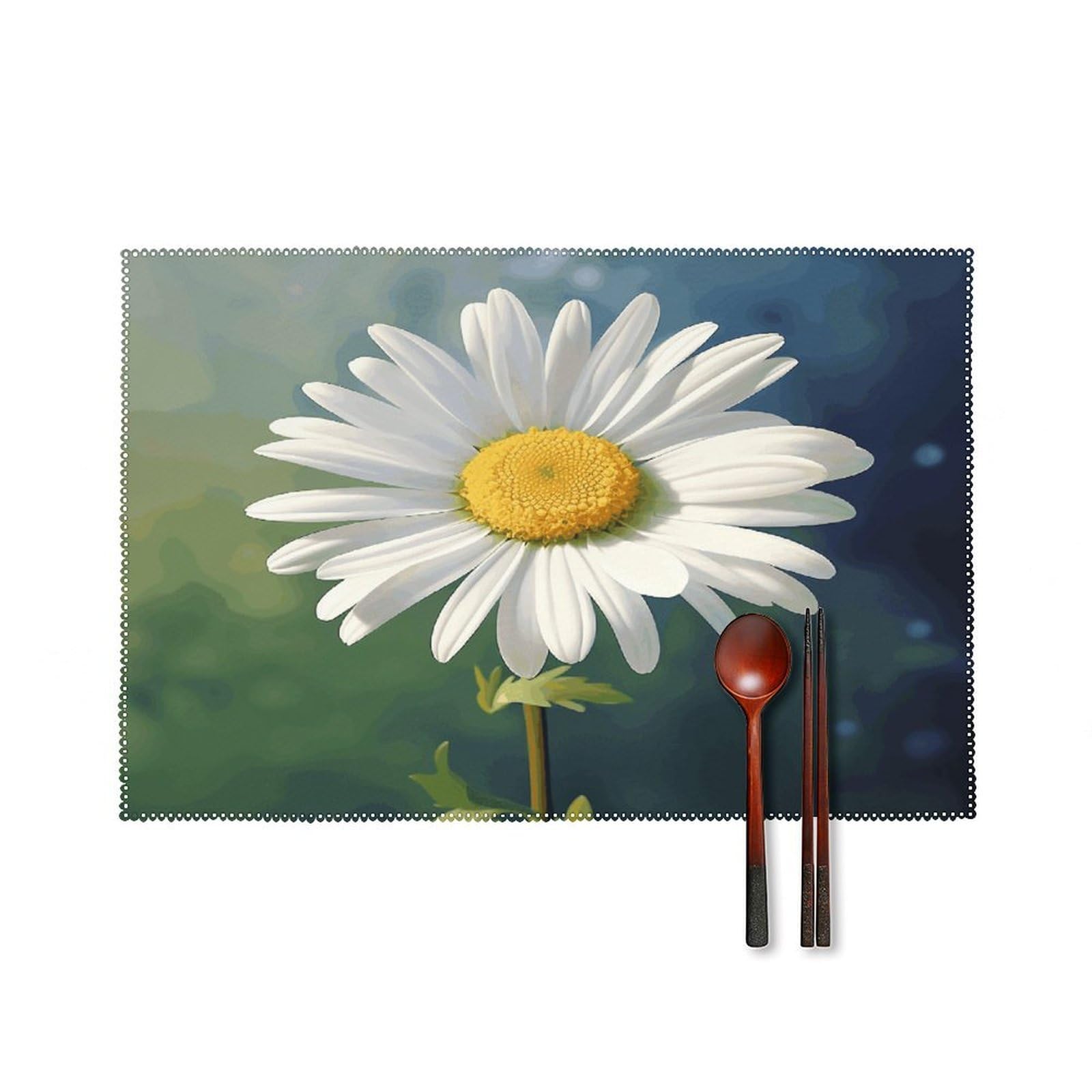 Daisy Flower Placemats Set of 4 Heat Resistant Non-Slip Place Mats Reusable Dining Table Mats Canvas Place Mat Anti-Fading Waterproof Placemats for Dining Table Decor