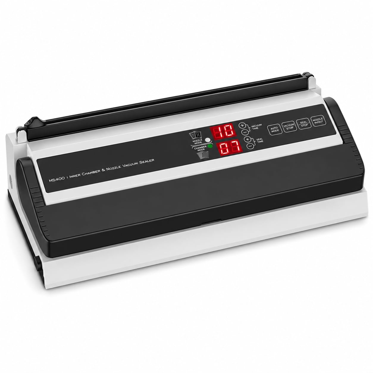 Sellador al vacío de cámara comercial de 250 W, doble bomba, barra de sellado de 40 cm | Modos automático y manual, control de vacío de 1 a 60 segundos, ancho de sellado de 8 mm e inflado de aire