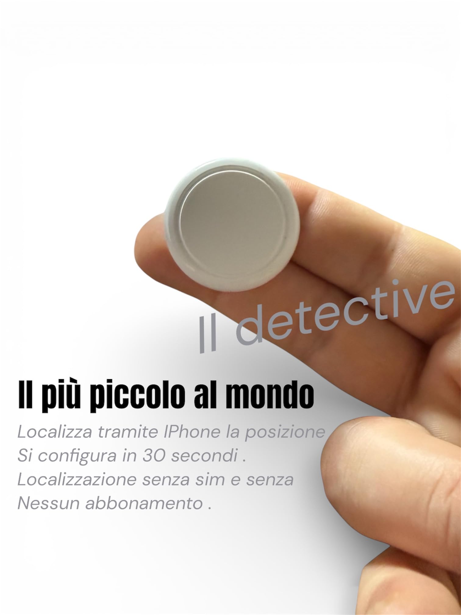 Mini GPS Tracker Micro Localizzatore Satellitare per iPhone, Senza SIM, 12 Mesi di Autonomia, auto moto, bambini