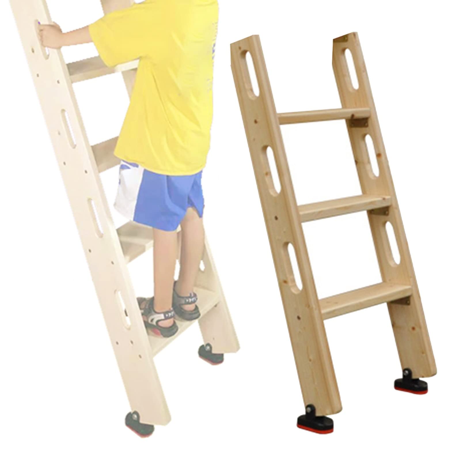 Escalera para litera rústica de madera maciza con peldaños cómodos