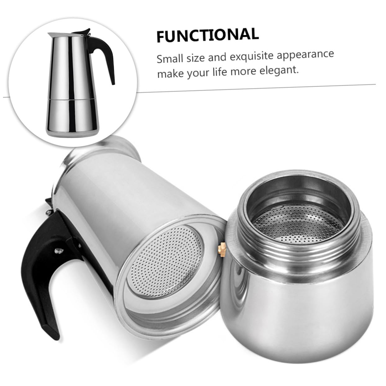 Cafetera De Acero Inoxidable Tazas Para Inducción y Abierto Máquina De Espresso Portátil Para Café y Leche Fácil De Limpiar y Usar Casa u Oficina