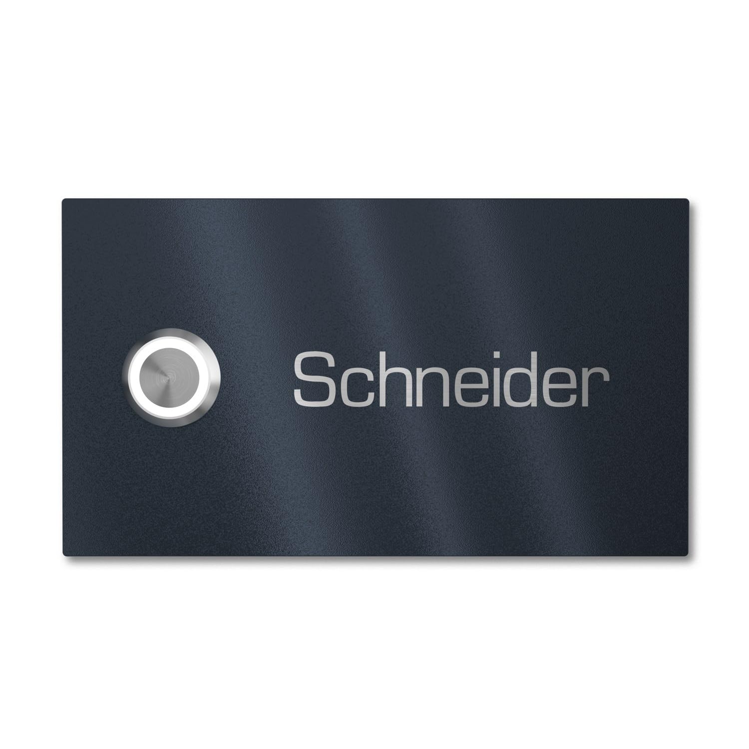 Einfamilien Türklingel mit LED Klingeltaster 1 Name Gravur - V2A Edelstahl Klingel 140x80 mm Pulverbeschichtet RAL 7016 - Unterputz wählbar Aufputz für Haustür Einfamilienhaus