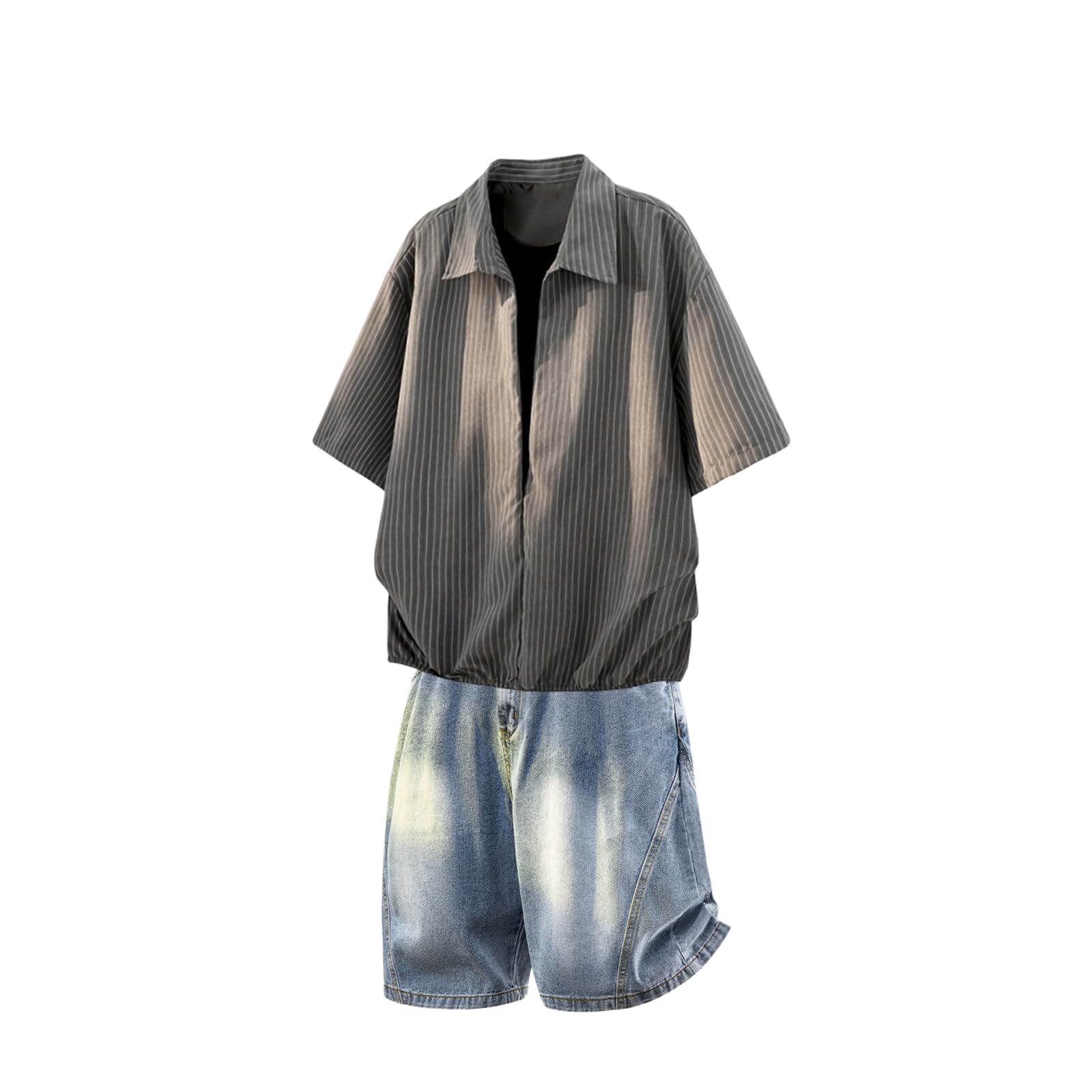 Męski fałszywy dwuczęściowy dres na co dzień amerykański cienki krótki rękaw T-shirt szorty