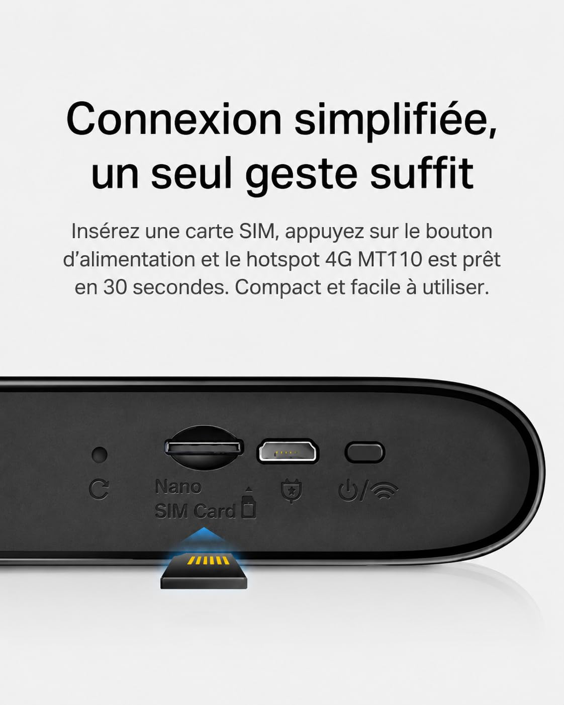 TP-Link Mercusys MT110 V2 Routeur WiFi 6 Portable 4G LTE, Cat4 150 Mbit/s, AX300 Double Bande, Batterie 2400 mAh, Hotspot Mobile jusqu'à 10 Appareils, Carte SIM, Voyage & Télétravail