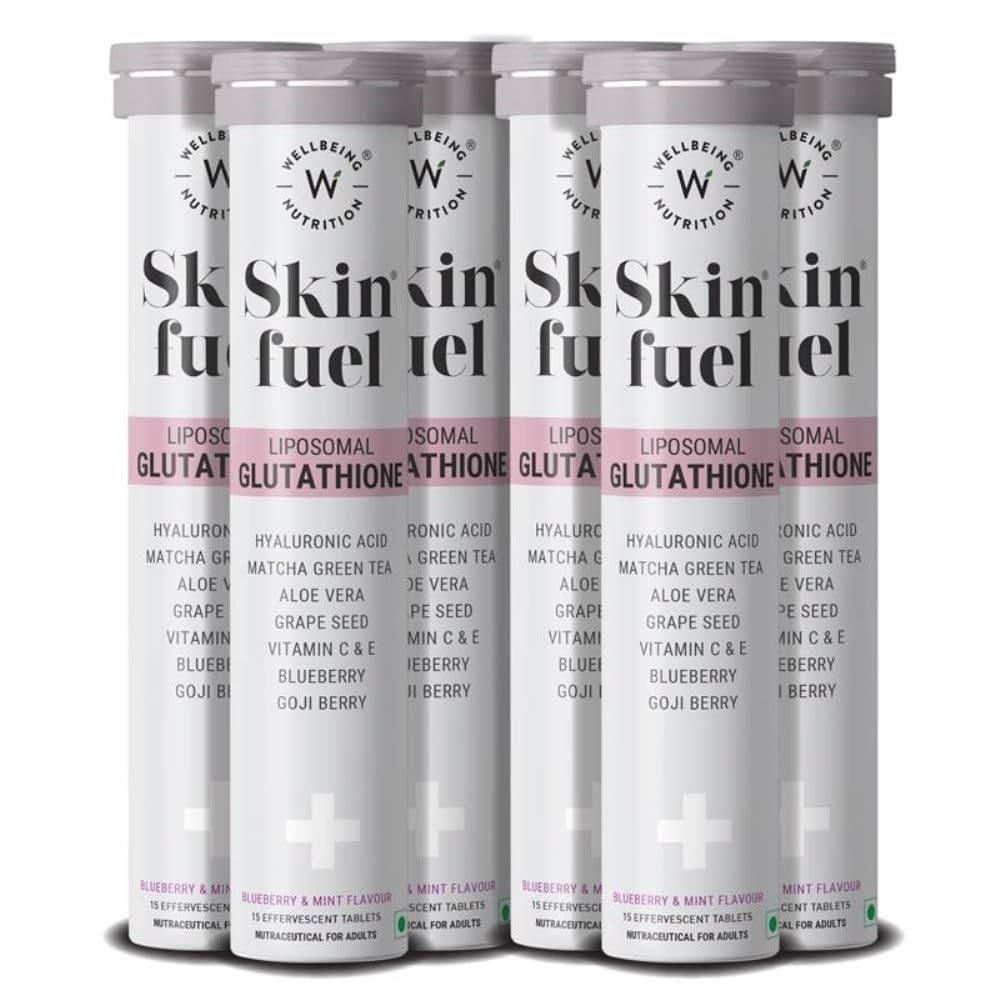 Wellbeing Nutrition Skin Fuel | Glutathione & Collagen Tablets | Skin Glow and Radiance for Men & Women | Hyaluronic Acid, Grape Seed, Vitamin E (15 E...