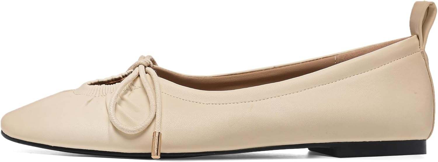 Women Ballet Flats Square Toe Lace Up Bow Ballerina Shoes Cute Slip On Casual Mary Jane Shoes - Image 5