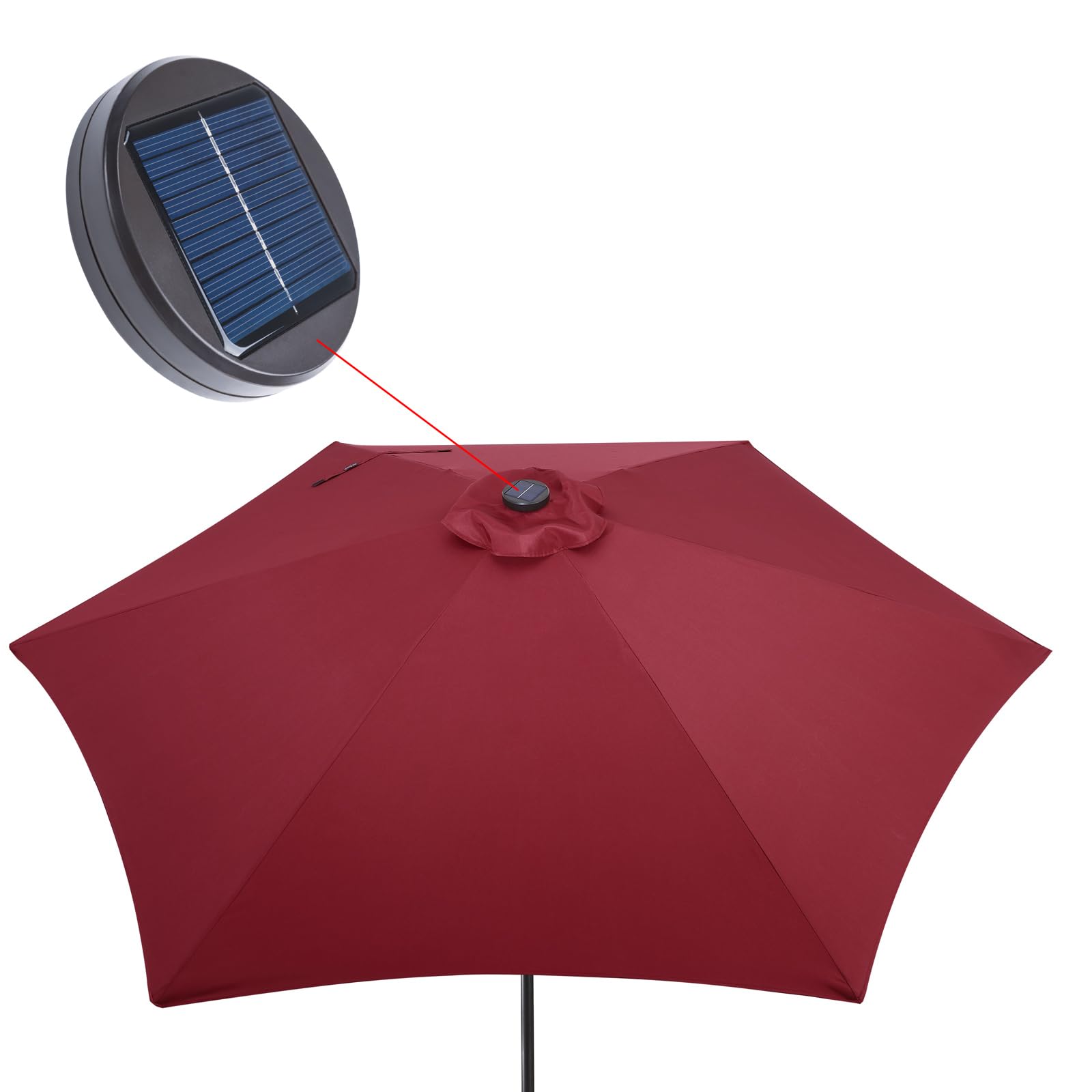 Kingsleeve® Sonnenschirm LED Beleuchtung UV Schutz 80+ Solar Schutzhülle 270cm Groß Kurbel Knickbar Balkon Terrasse Gartenschirm Marktschirm Rot