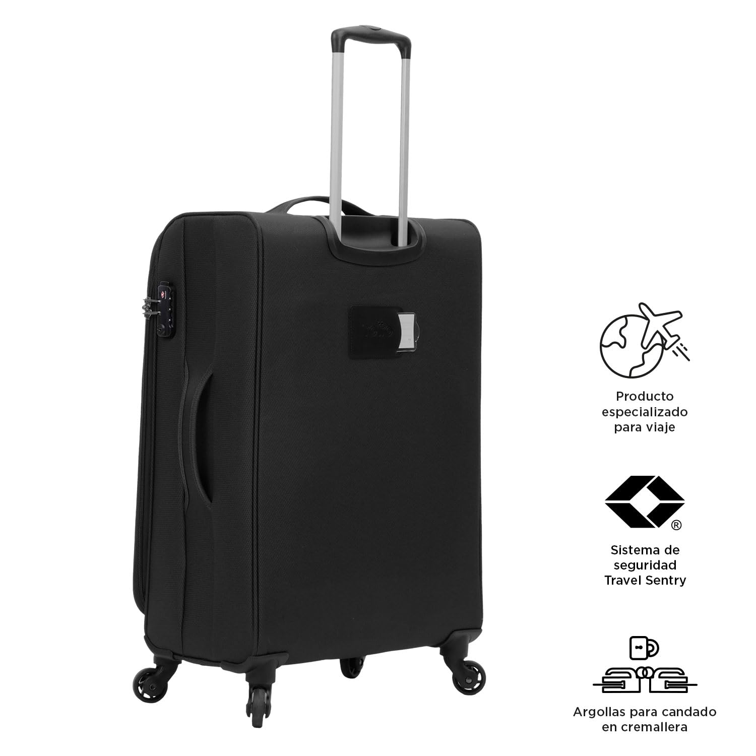 Totto - Maleta Blanda - Travel Lite - Maleta Mediana - Color Negro - Equipaje de Bodega - Bloqueo TSA - Forro de poliéster