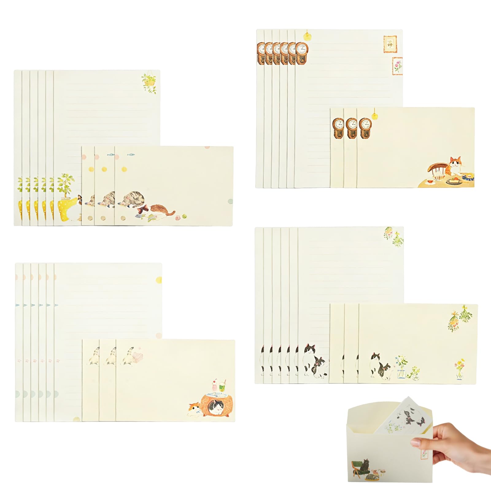 LEBKFT Cute Cat Writing Paper and Envelopes Set, 36 Pcs A5 Letter Writing Set with Lined Paper Perfect for Greeting Cards Invitations Love Letters and Thank You Cards