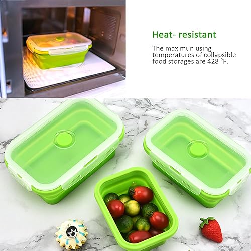 Miniatura 6 de Alimat PluS Contenedores Plegables de Almacenamiento de Alimentos de 27 onzas con Tapas, Juego de 3 Piezas de 800ml Contenedores de Almacenamiento