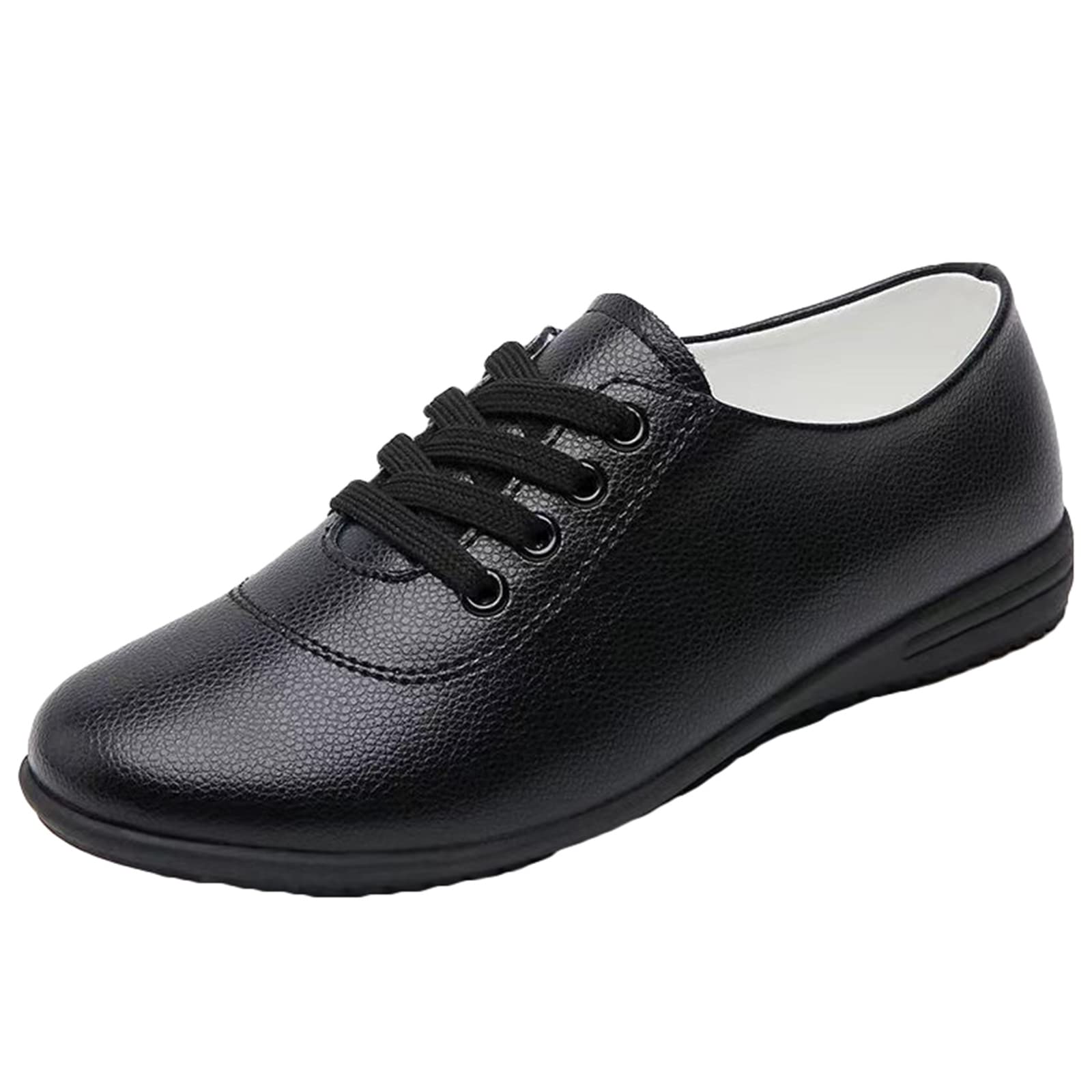 Oxfords De Las Mujeres con Cordones De Cuero Zapatos De Caminata Fondo Ligero De La Oficina De Trabajo De La Oficina De Los Mocasines
