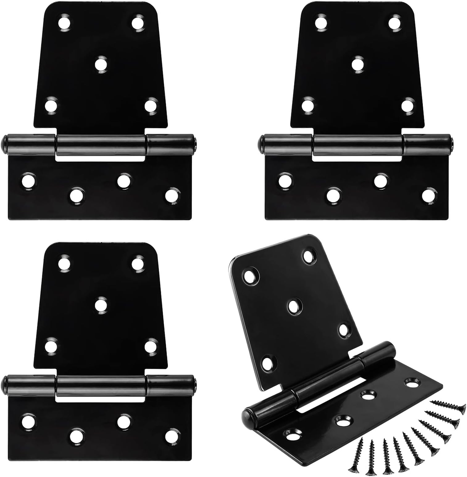 4 Pack Heavy Duty Gate Hinges, Black Iron 3.5 Inch Door Hinges T Hinges for Wood Shed Barn Door Fence Gate Swing Door (Screws Included)