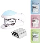 NEBURORA Mini Effortless Desktop Staplers with 400 Standard 24/6 Staples, 2-24 Sheet Capacity, Includes Built-in Staple Remover, Cute Stapler Gift for Student and Office Use, 3 Colors Options (Green)