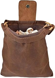 Outdoor Foraging Bag Foraging Pouch Basket Leather Belt Pouch Tactical Waxed Canvas Waterproof Mushroom Pouch Bushcraft Bag for Camping